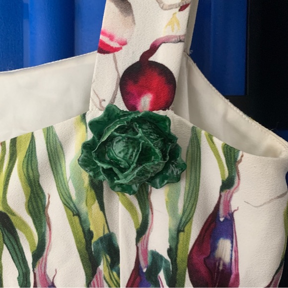 Dolce & Gabbana Square Neck Vegetable Print Midi Cady Dress 2018 XS / IT 36 - Picture 14 of 16